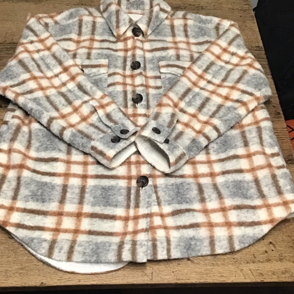 Hudson Jeans Plaid Cardigan in Gray and Tan